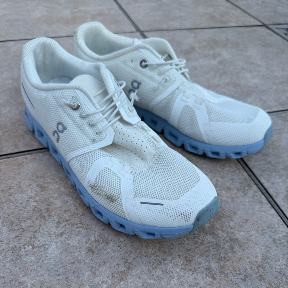 On Running White and Light Blue Athletic Shoes - Picture 9 of 14